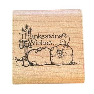 DOTS 1990 NEW Thanksgiving Wishes Pumpkins Bows Fruit Stamp